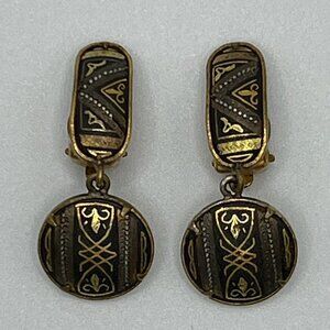 Damascene Vintage Clip Earrings